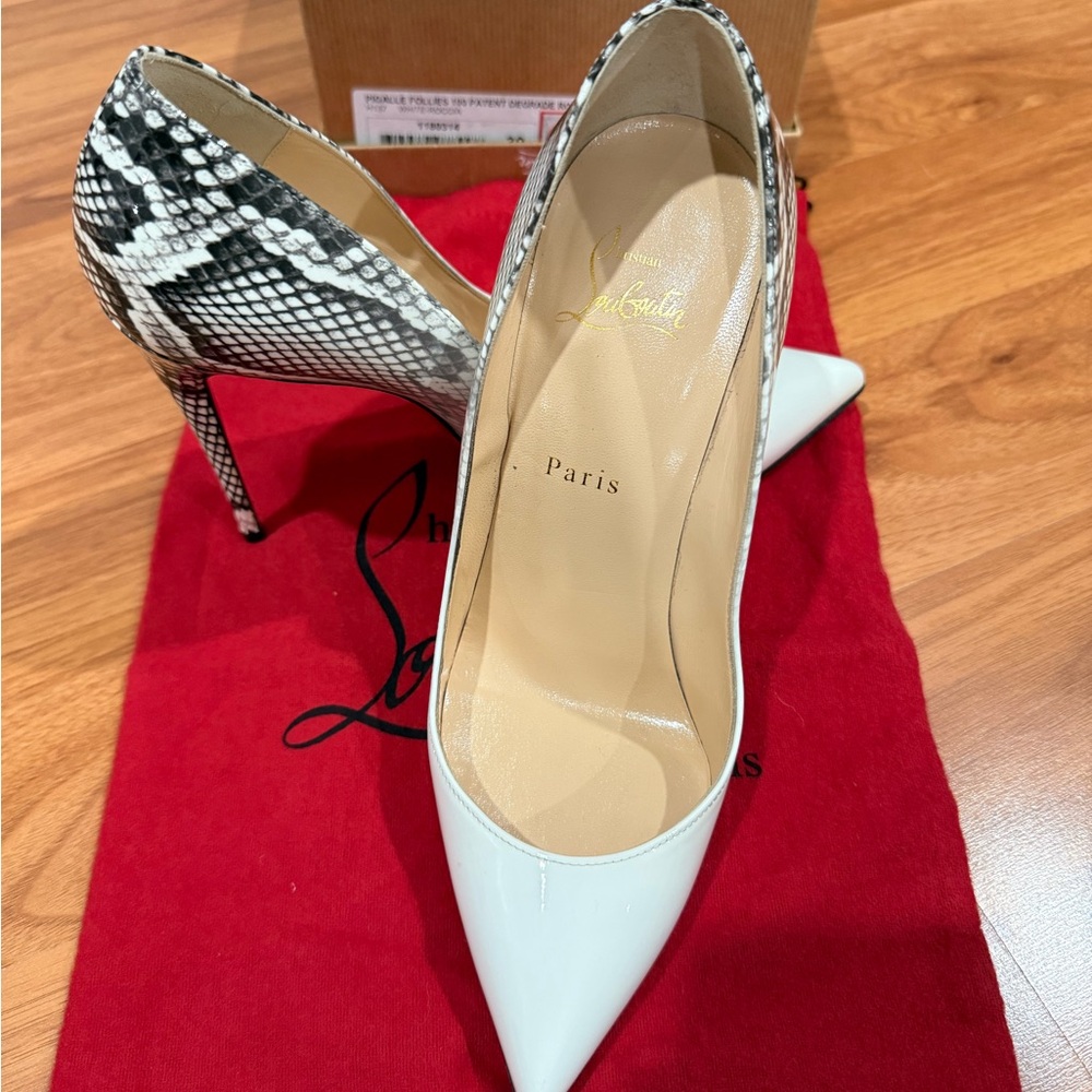 Christian Louboutin White Roccia Pigalle Follies 100 Patent Degrade Rocci